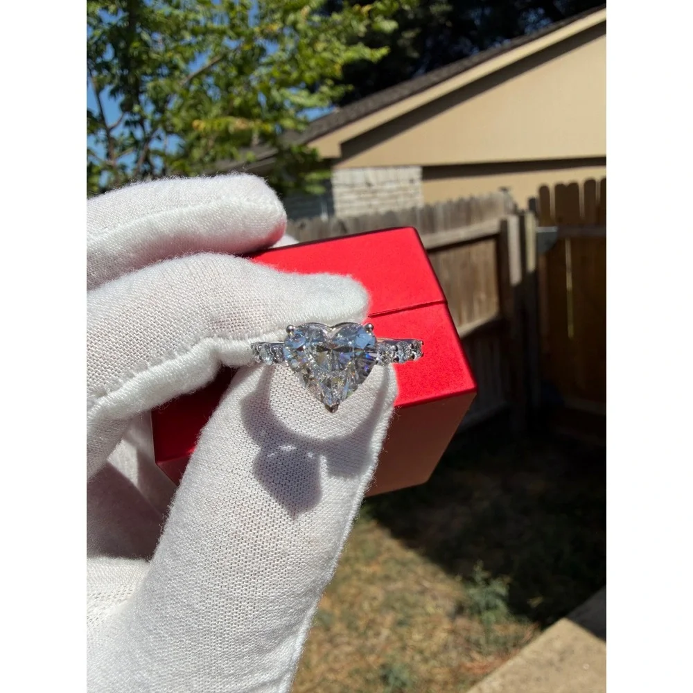 5ct Heart Lab Diamond Engagement Ring 14k White Gold IGI